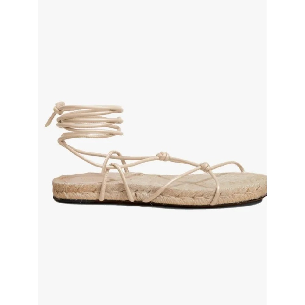 JACK ERWIN NEW Olivia Lace-up Leather Espadrille Sandals Cream Size 9